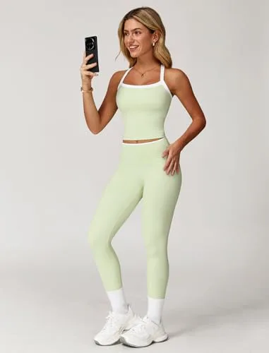 IDOPIP ▫️ Conjunto desportivo de duas peças para mulher, para fitness: top com decote halter, roupa de verão com acolchoamento e leggings de cintura alta, conjunto de ginásio com alça traseira para ioga, pilates e 6