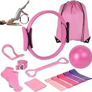 UPYOLUSCC ▫️ Conjunto de 13 peças de pilates, bola de pilates, anel de pilates, conjunto de acessórios para uso doméstico, conjunto de pilates para uso doméstico, kit essencial de pilates para mulheres com bola de
