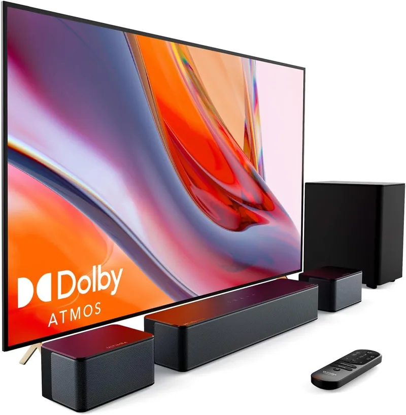 ULTIMEA ▫️ Barra de som 5.1 com Dolby Atmos, subwoofer e 2 colunas traseiras, sistema de som surround para TV 3D, Bluetooth 5.3 e graves ajustáveis, 410 W, Poseidon D60