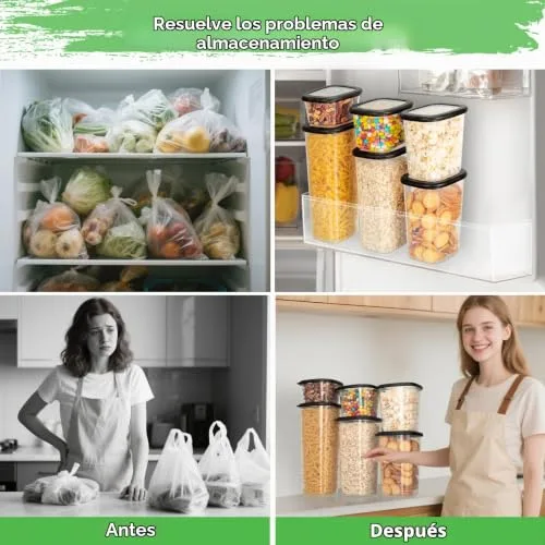 Cozary ▫️ Conjunto de recipientes herméticos para alimentos – 12 potes de cozinha (2x 0,36 L – 1,64 L) e 16 etiquetas pretas, ideal para arrumação na cozinha, potes de cozinha 2