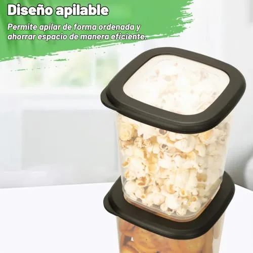 Cozary ▫️ Conjunto de recipientes herméticos para alimentos – 12 potes de cozinha (2x 0,36 L – 1,64 L) e 16 etiquetas pretas, ideal para arrumação na cozinha, potes de cozinha 6