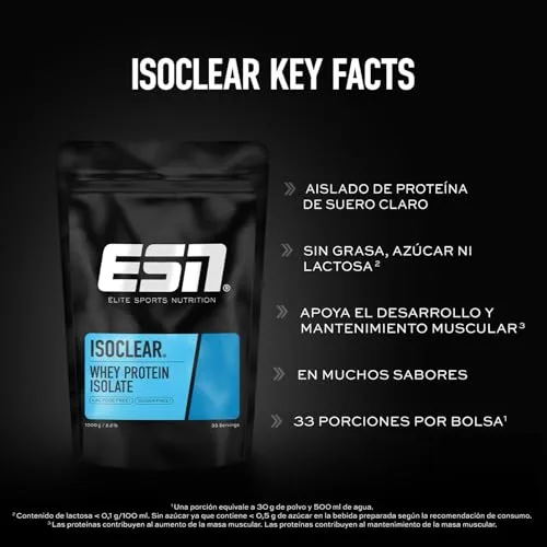 ESN ▫️ ISOCLEAR Proteína Isolada de Soro de Leite em Pó, Chá gelado com limão, 1000 g 3