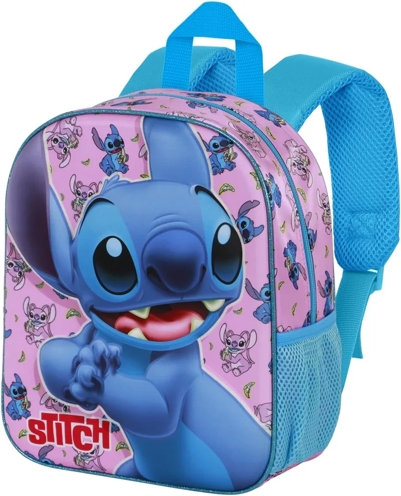 Disney ▫️ Mochila 3D Elite «Lilo e Stitch Surprise», Azul, 25 x 30 cm, Capacidade 7 L