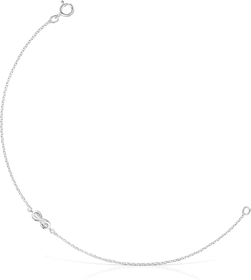TOUS ▫️ Pulseira feminina em prata de primeira lei com motivo Infinity, 17,5 cm de comprimento, Coleção Motif