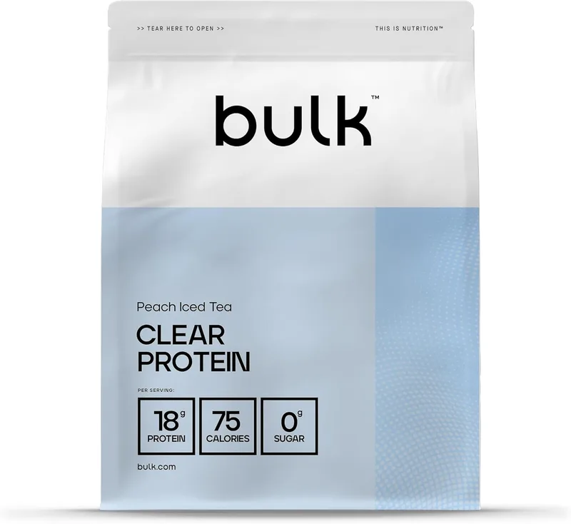 Bulk ▫️ Clear Protein | Mistura de Soro de Leite e Colagénio | 800 g | 40 porções | 18 g de proteína | 5 g de BCAAs | Rápida absorção | Promove o crescimento muscular | Peach Iced Tea