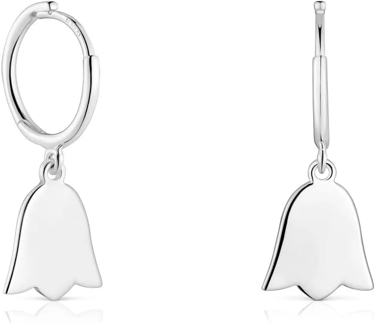 TOUS ▫️ Brincos Sterling Silver para mulher com pingente Motivo Tulipa, Coleção Motif