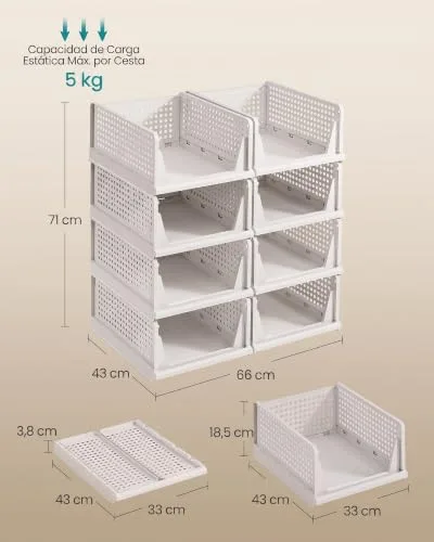 SONGMICS ▫️ Caixas de armazenamento de plástico conjunto de 8, 33 x 43 x 18,5 cm 2