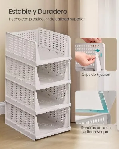SONGMICS ▫️ Caixas de armazenamento de plástico conjunto de 8, 33 x 43 x 18,5 cm 5