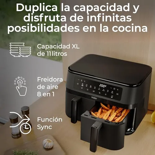 Haier ▫️ Fritadeira de ar quente com duas gavetas | Grande capacidade de 11 L | 8 funções 3