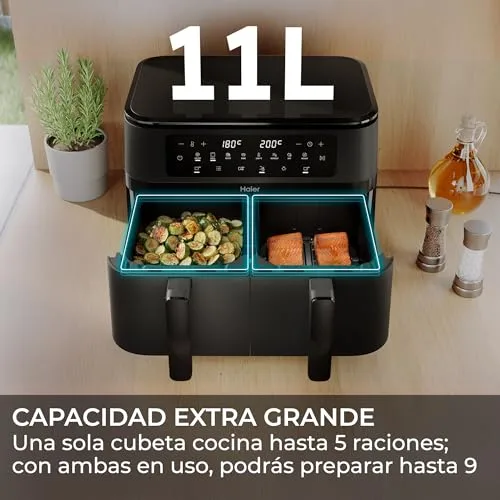 Haier ▫️ Fritadeira de ar quente com duas gavetas | Grande capacidade de 11 L | 8 funções 4