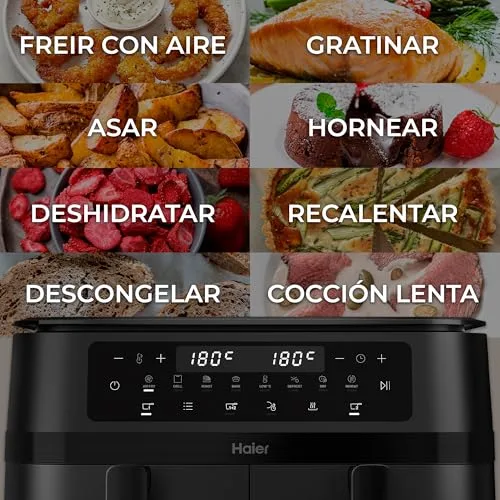 Haier ▫️ Fritadeira de ar quente com duas gavetas | Grande capacidade de 11 L | 8 funções 5