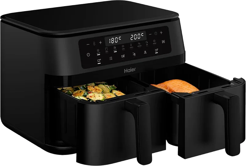 Haier ▫️ Fritadeira de ar quente com duas gavetas | Grande capacidade de 11 L | 8 funções