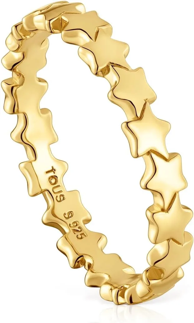 TOUS ▫️ Anel com motivo de estrela banhado a ouro 18k em prata de primeira lei, Coleção Motifs