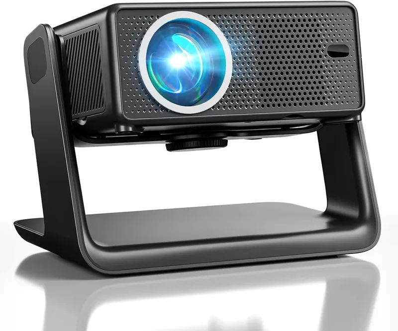 Einyoumily ▫️ Projetor compatível com Netflix 28000 Lumens, WiFi6 Bluetooth, Projetor portátil Foco elétrico / Correção de traço 4D, Suporta mais de 100000 aplicações