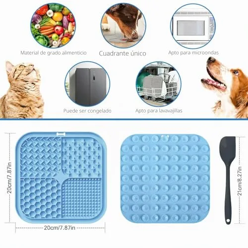 Zonopy ▫️ Tapete para lamber para cães e gatos com ventosas, 1 embalagem de tapete quadrado para lamber com alimentação lenta para cães, para aliviar a ansiedade e o tédio, brinquedos para 2