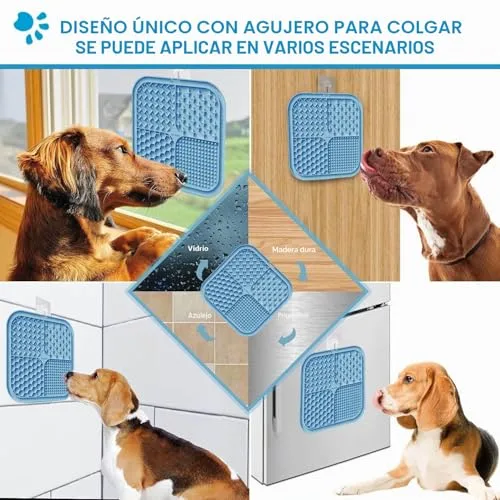 Zonopy ▫️ Tapete para lamber para cães e gatos com ventosas, 1 embalagem de tapete quadrado para lamber com alimentação lenta para cães, para aliviar a ansiedade e o tédio, brinquedos para 4