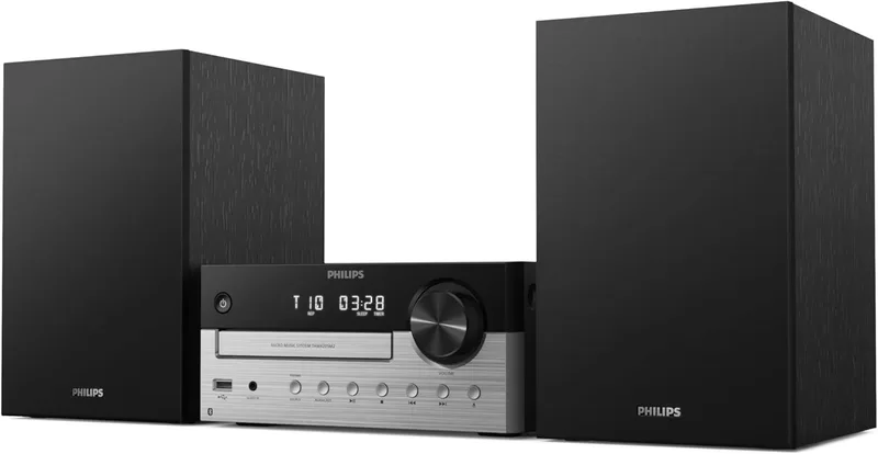 PHILIPS ▫️ Sistema Micro Hi-Fi TAM4205M2 – 80 W, colunas com Bass Reflex, CD, FM, USB, entrada de áudio, Bluetooth 5.4, Auracast, controlo de som digital, comando à distância, embalagem ecológica