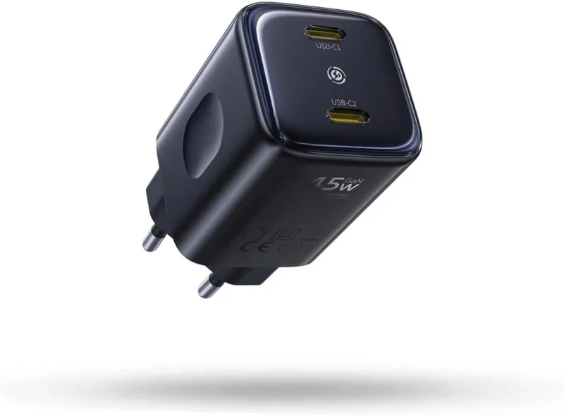 Baseus ▫️ PicoGo II Carregador USB-C de 45 W, Adaptador de Corrente USB-C com 2 Portas, Carregador Rápido PD 3.0 PPS Compatível com iPhone 17/17 Pro Max/16-12, Galaxy S25 Ultra, Pixel, iPad Pro/Air, Steam Deck