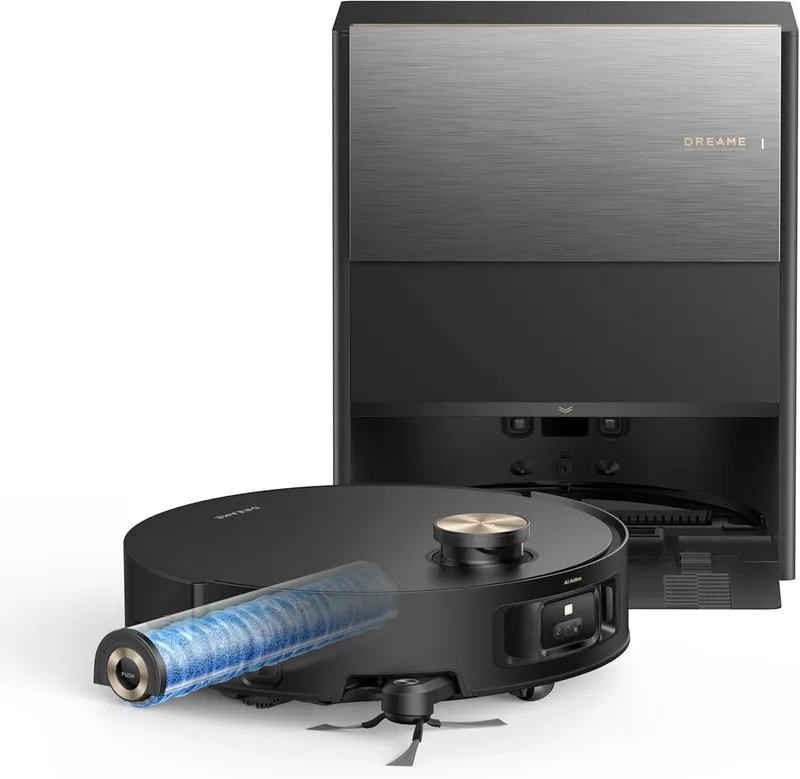 DREAME ▫️ Aqua10 Roller, aspirador robô com tecnologia de lavagem AquaRoll, escova protetora para carpetes, esvaziamento automático, sucção de 30.000 Pa, esfregona com rolo extensível