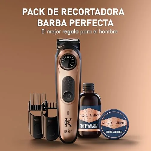 King C. Gillette ▫️ Kit de barbear para homem com aparador de barba | Aparador de barba Pro + Gel de limpeza para pelos faciais 60 ml + Mini bálsamo suave 25 ml, presentes originais para homem 2