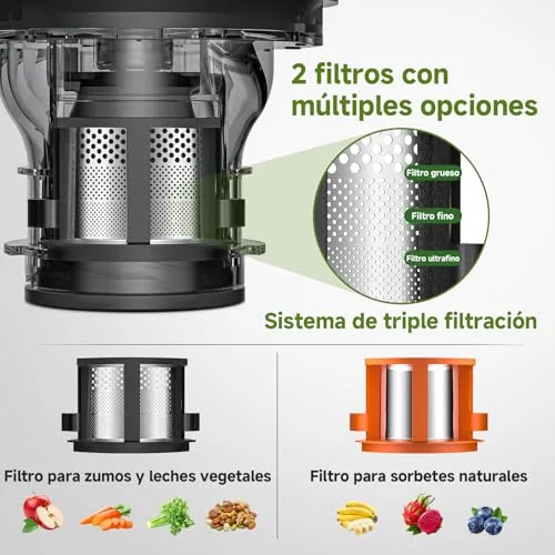 AMZCHEF ▫️ Extrator de Sumos por Prensagem a Frio 600 W, Liquidificador com abertura de 155 mm 5