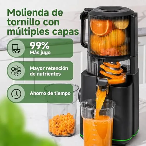 AMZCHEF ▫️ Extrator de Sumos por Prensagem a Frio 600 W, Liquidificador com abertura de 155 mm 6