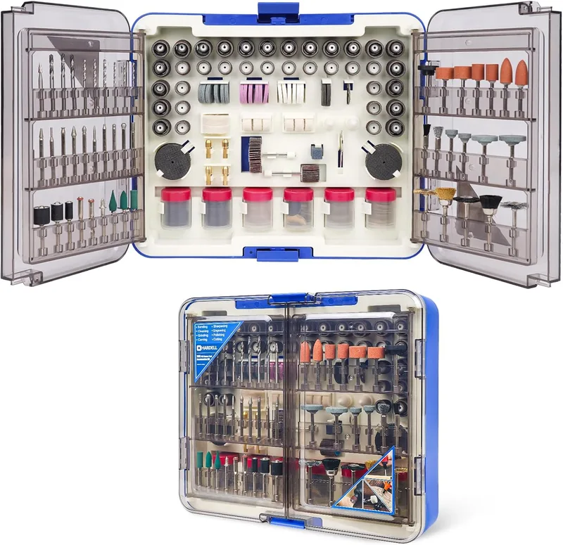 HARDELL ▫️ Kit de ferramentas rotativas 508 peças, compatível com a Dremel. Acessórios de 1/8" (3,2 mm) para lixar, furar, esmerilar, polir, esculpir e gravar. Multiusos e completo!