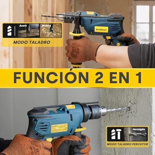 Enventor ▫️ Berbequim de Percussão com Fio de 750 W, Pega Auxiliar de 360° 4