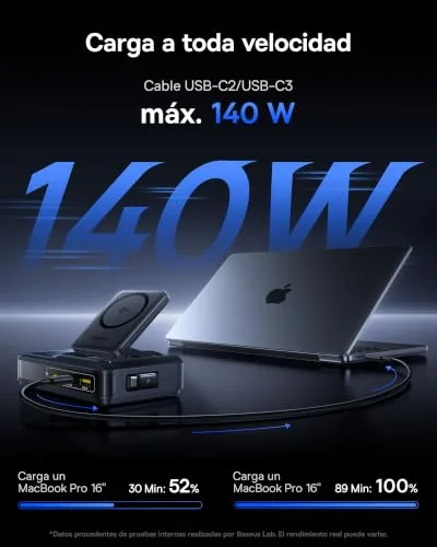 Baseus ▫️ Carregador sem fios 5 em 1 carregador USB-C de 160 W com Qi 2, carregador sem fios com cabo retrátil de 100 W, compatível com MagSafe para iPhone 12-17, MacBook Pro/Air, iPad Pro e muito mais 3