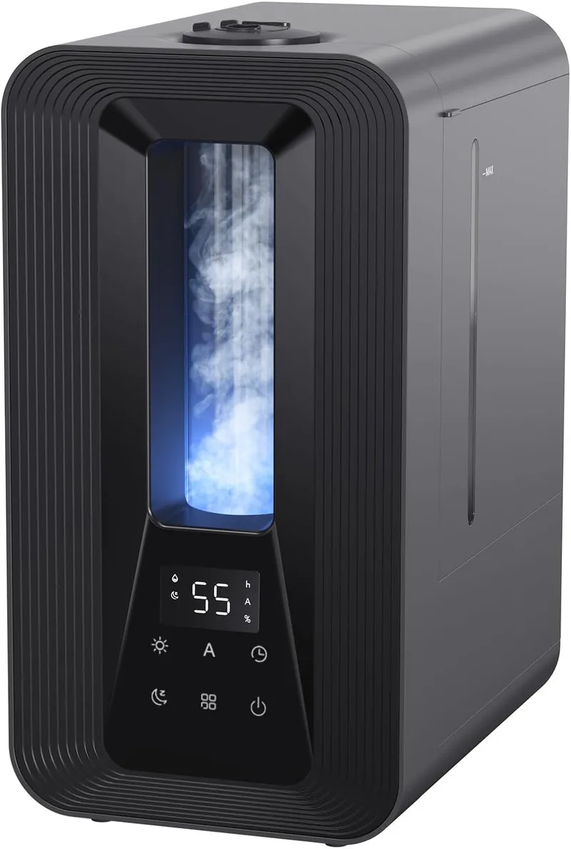 AROEVE ▫️ 5L Humidificador para Bebés, Névoa Fria Ultrassónica com Difusor de Aromas, Higrostato Inteligente, Luz Nocturna, Duração de 50H, Desligamento Automático, 25dB Silencioso para Quarto, Escritório e Salas de Plantas