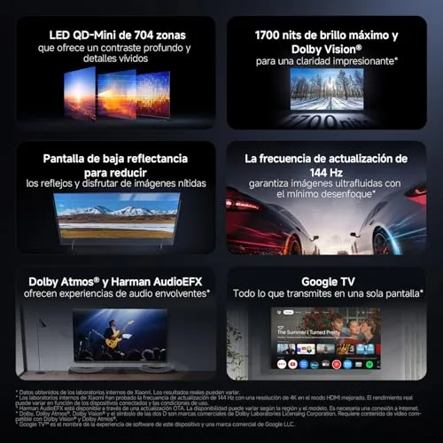 XIAOMI ▫️ TV S Pro Mini LED 75, Smart TV, Dolby Vision, Dolby Atmos, 4K QLED, 144 Hz, Google TV, HDR 10+, Sintonizador triplo, DVB-T2, MEMC, DTS-X, Harman AudioEFX,Prime Video, Assistente Google, AirPlay 2 2
