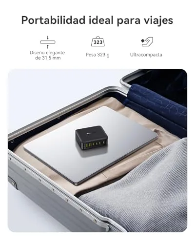 Baseus ▫️ Carregador USB-C de 120 W, estação de carregamento rápido com 6 portas, para a série iPhone 17/16/15, MacBook Air, Galaxy, iPad e outros 6