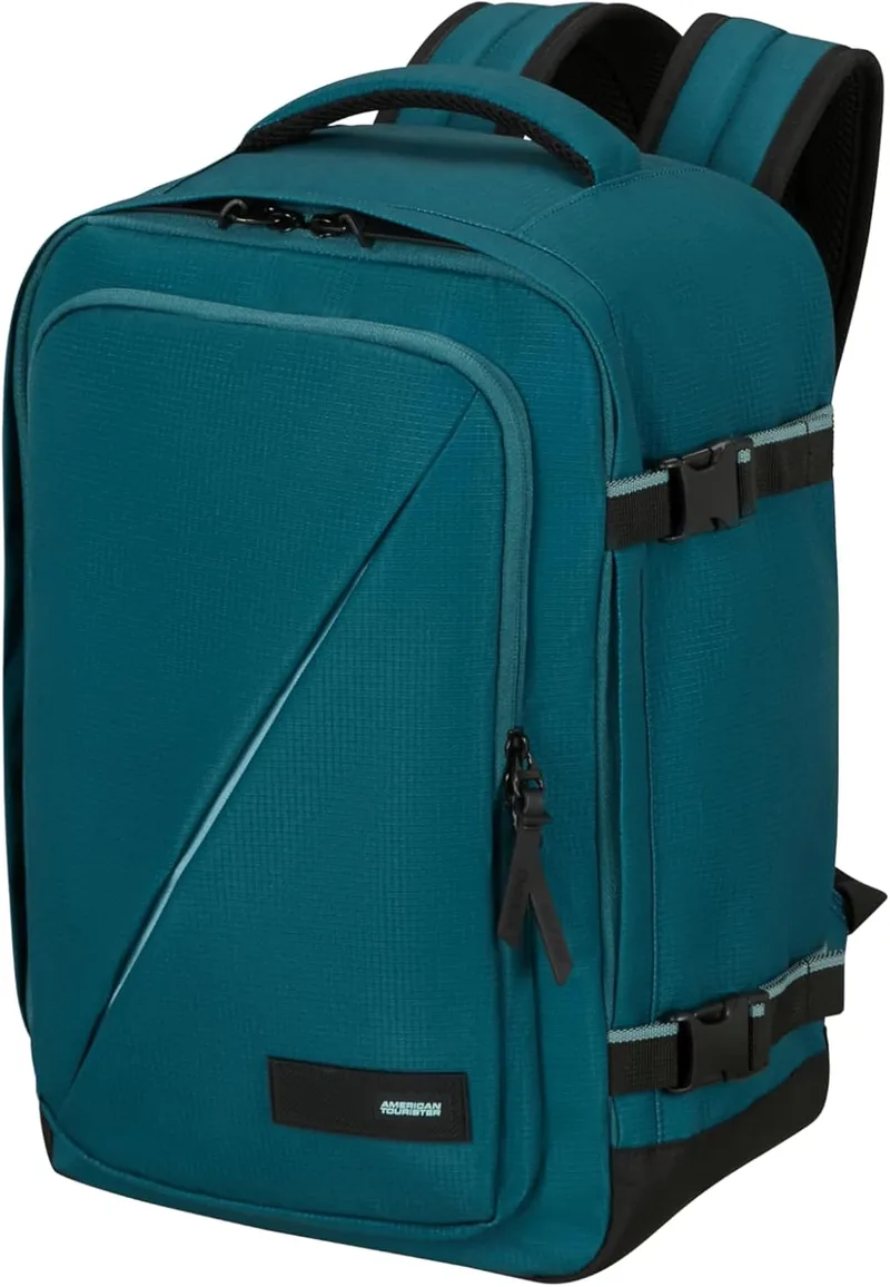 American Tourister ▫️ Take2Cabin - Bagagem de mão para colocar debaixo do assento (40 x 25 x 20 cm - 24 l - 0,50 kg) - Mala de cabine, mochila de avião S para colocar debaixo do assento, turquesa (Totally Teal)
