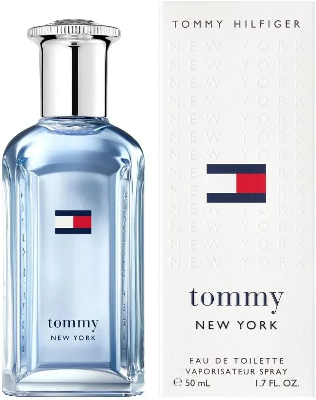 Tommy Hilfiger ▫️ Tommy New York Eau de Toilette 50 ml – Perfume para homem – Fragrância fougère com notas de especiarias – Notas de especiarias e amadeiradas – Frasco de vidro azul