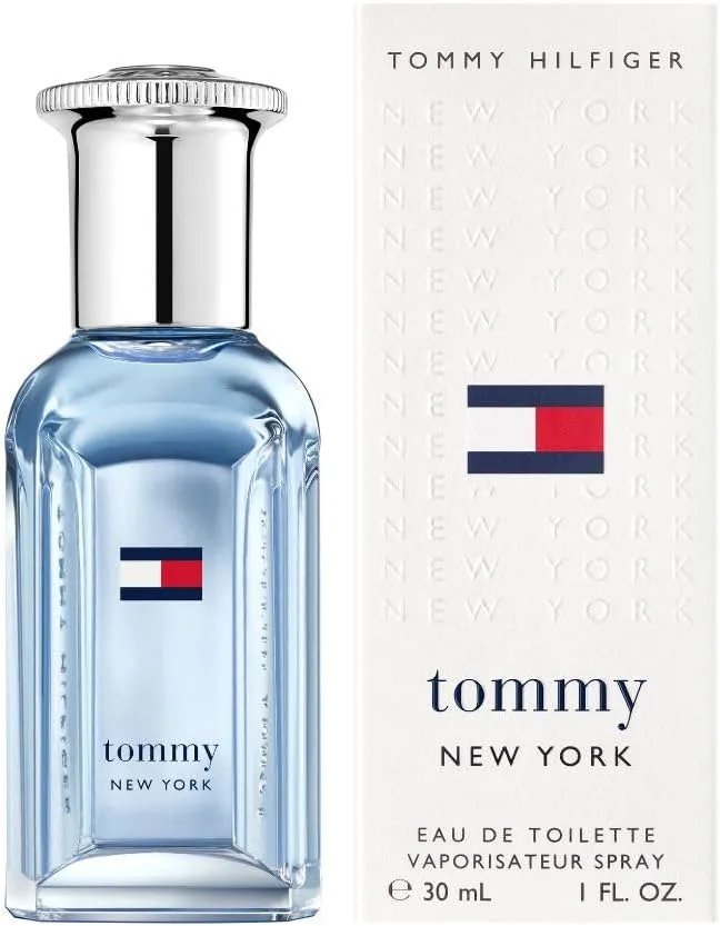 Tommy Hilfiger ▫️ Tommy New York Eau de Toilette 30 ml – Perfume para homem – Fragrância fougère picante – Notas picantes e amadeiradas – Frasco de vidro azul