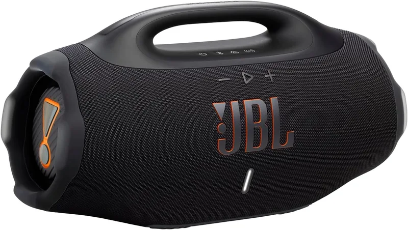 JBL ▫️ Boombox 4, Coluna Bluetooth portátil, som Pro, AI Sound Boost, IP68 resistente à poeira/água, 34 h de duração da bateria, Life, Auracast, 2 definições Bass Boost, Preto