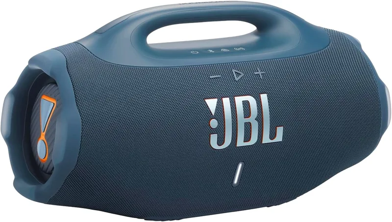 JBL ▫️ Boombox 4, Coluna Bluetooth portátil, som Pro, AI Sound Boost, IP68 resistente à poeira/água, 34 h de duração da bateria, Life, Auracast, 2 definições Bass Boost, Azul