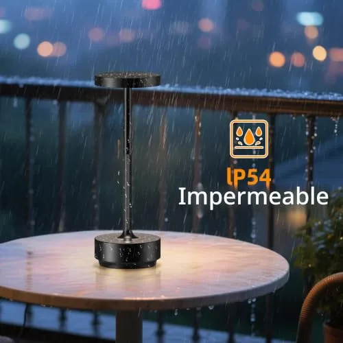 SLSMD ▫️ Candeeiro de mesa LED sem fios, recarregável e com regulação de intensidade, 5000 mAh, 3 modos de iluminação, para uso interior/exterior, bateria de longa duração, portátil, com ligação USB-C (preto) 5