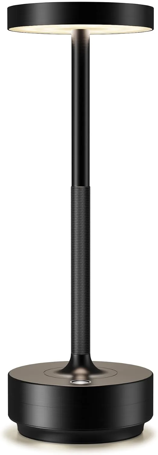 SLSMD ▫️ Candeeiro de mesa LED sem fios, recarregável e com regulação de intensidade, 5000 mAh, 3 modos de iluminação, para uso interior/exterior, bateria de longa duração, portátil, com ligação USB-C (preto)