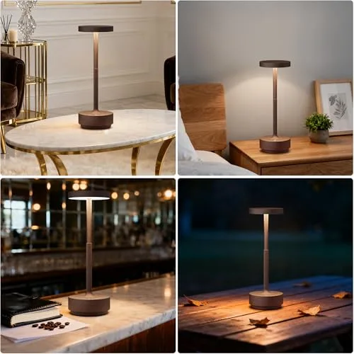 SLSMD ▫️ Candeeiro de mesa LED sem fios, recarregável e com regulação de intensidade, 5000 mAh, 3 modos de iluminação, para uso interior/exterior, bateria de longa duração, portátil, com ligação USB-C (Rugine) 5