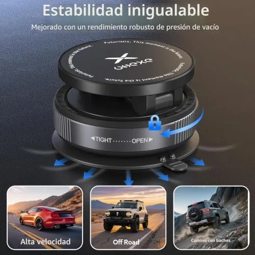 UKEXE ▫️ Suporte magnético para telemóvel para carro com ventosa para Magsafe, suporte para telemóvel para carro com ventosa ultraajustável a 360° para iPhone 17 Pro MAX, 16, 15, 14, 13, 12 e Air Plus (preto) 5