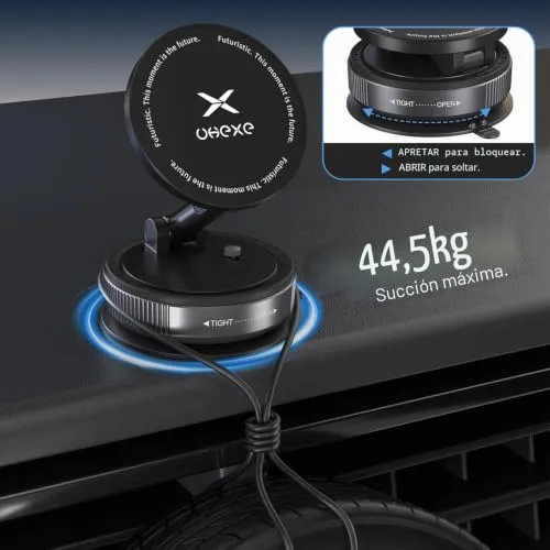 UKEXE ▫️ Suporte magnético para telemóvel para carro com ventosa para Magsafe, suporte para telemóvel para carro com ventosa ultraajustável a 360° para iPhone 17 Pro MAX, 16, 15, 14, 13, 12 e Air Plus (preto) 6