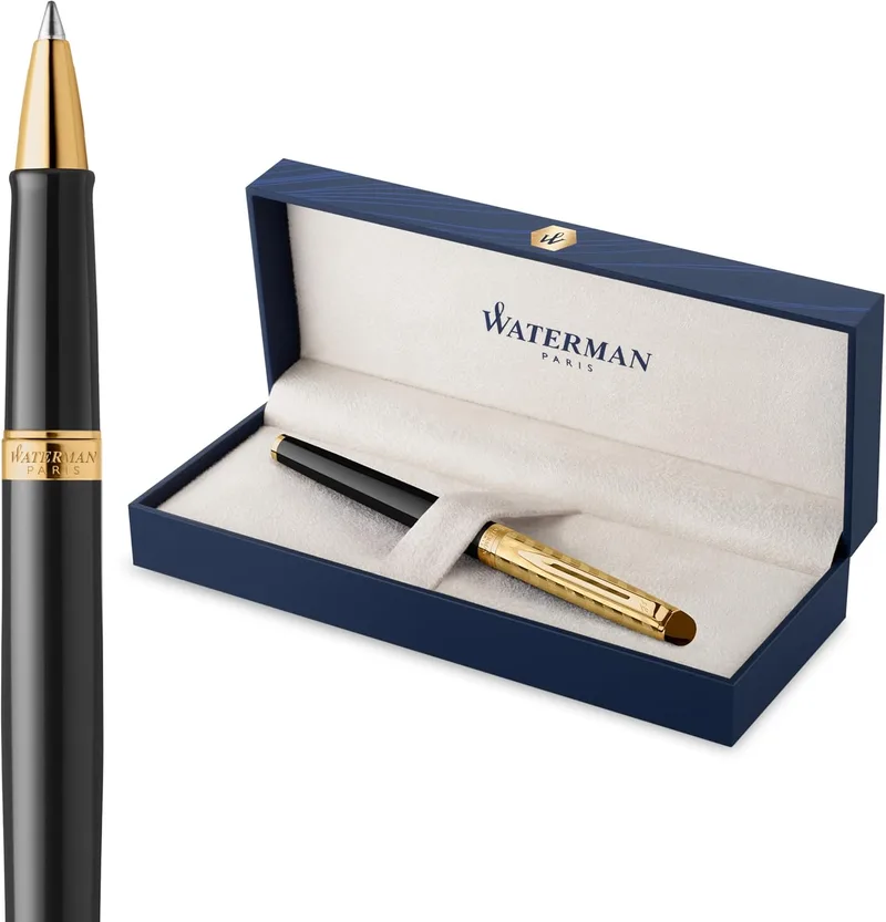Waterman ▫️ Caneta Hémisphère Rollerball | Coleção Opera | Preto e dourado | Conjunto de oferta