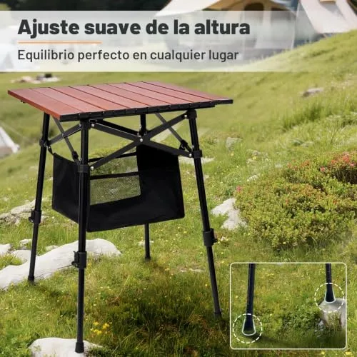 Odoland ▫️ Mesa de campismo dobrável com saco de arrumação resistente, altura ajustável, portátil, leve, mesa de praia para piqueniques ao ar livre, caminhadas e viagens 4