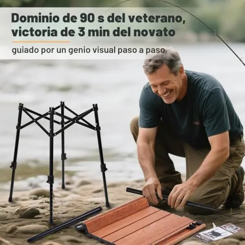 Odoland ▫️ Mesa de campismo dobrável com saco de arrumação resistente, altura ajustável, portátil, leve, mesa de praia para piqueniques ao ar livre, caminhadas e viagens 5