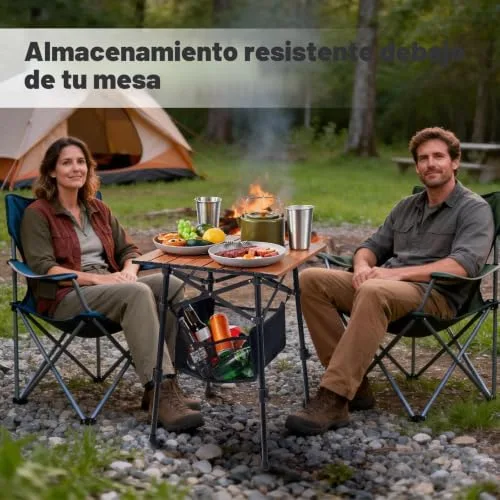 Odoland ▫️ Mesa de campismo dobrável com saco de arrumação resistente, altura ajustável, portátil, leve, mesa de praia para piqueniques ao ar livre, caminhadas e viagens 7