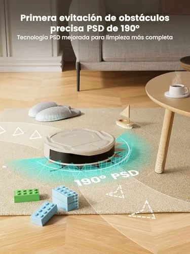 Lefant ▫️ Aspirador robô 2200Pa, Silencioso a 55 dB, autonomia de 120 minutos, 6 modos de limpeza, prevenção de emaranhamentos, recarga automática, ideal para pêlos de animais de estimação e pavimentos duros, Wi-Fi/Alexa/aplicação, M210 Pro Champanhe 2