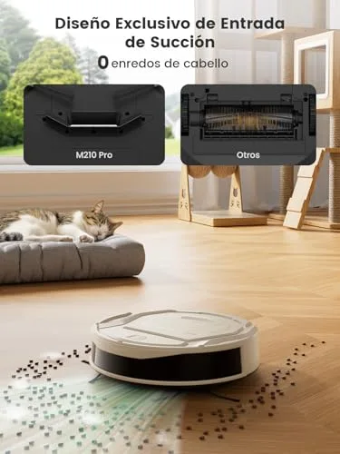 Lefant ▫️ Aspirador robô 2200Pa, Silencioso a 55 dB, autonomia de 120 minutos, 6 modos de limpeza, prevenção de emaranhamentos, recarga automática, ideal para pêlos de animais de estimação e pavimentos duros, Wi-Fi/Alexa/aplicação, M210 Pro Champanhe 4
