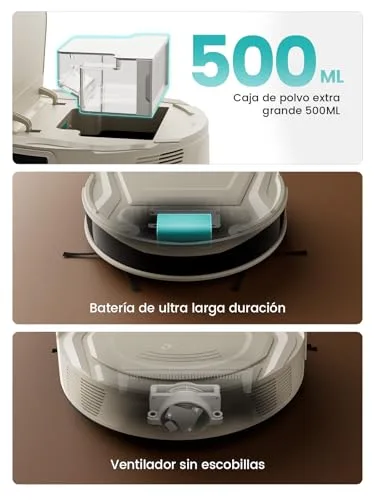 Lefant ▫️ Aspirador robô 2200Pa, Silencioso a 55 dB, autonomia de 120 minutos, 6 modos de limpeza, prevenção de emaranhamentos, recarga automática, ideal para pêlos de animais de estimação e pavimentos duros, Wi-Fi/Alexa/aplicação, M210 Pro Champanhe 5