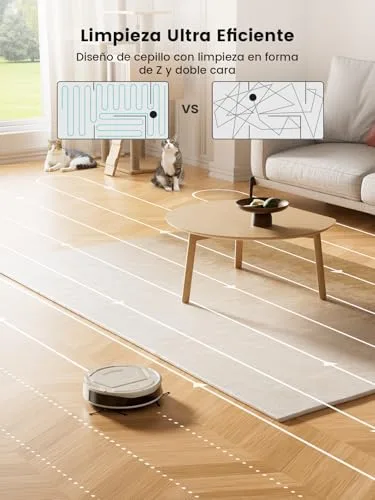 Lefant ▫️ Aspirador robô 2200Pa, Silencioso a 55 dB, autonomia de 120 minutos, 6 modos de limpeza, prevenção de emaranhamentos, recarga automática, ideal para pêlos de animais de estimação e pavimentos duros, Wi-Fi/Alexa/aplicação, M210 Pro Champanhe 6